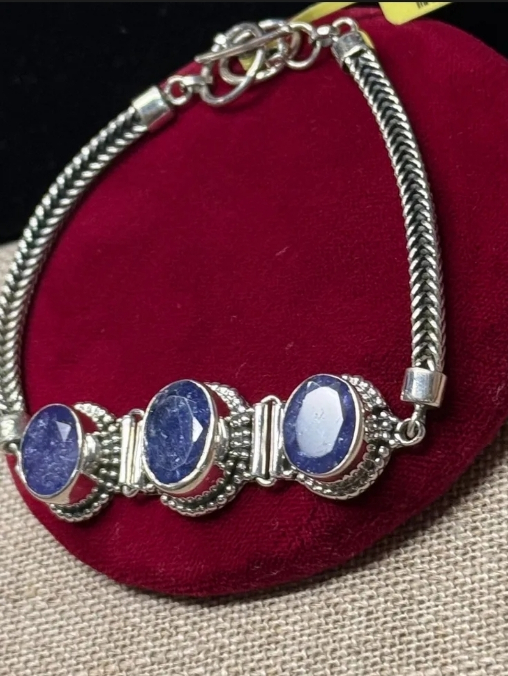 Sterling Silver Artisan Crafted Tanzanite Bracelet 7.5"-8" - Picture 3 of 7